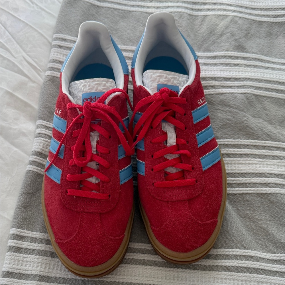 Adidas Gazelle Red with Blue Stripes